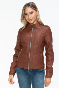 Hazel Blues® |  Snobbish PU Leather Biker Jacket with Side Zip Pockets