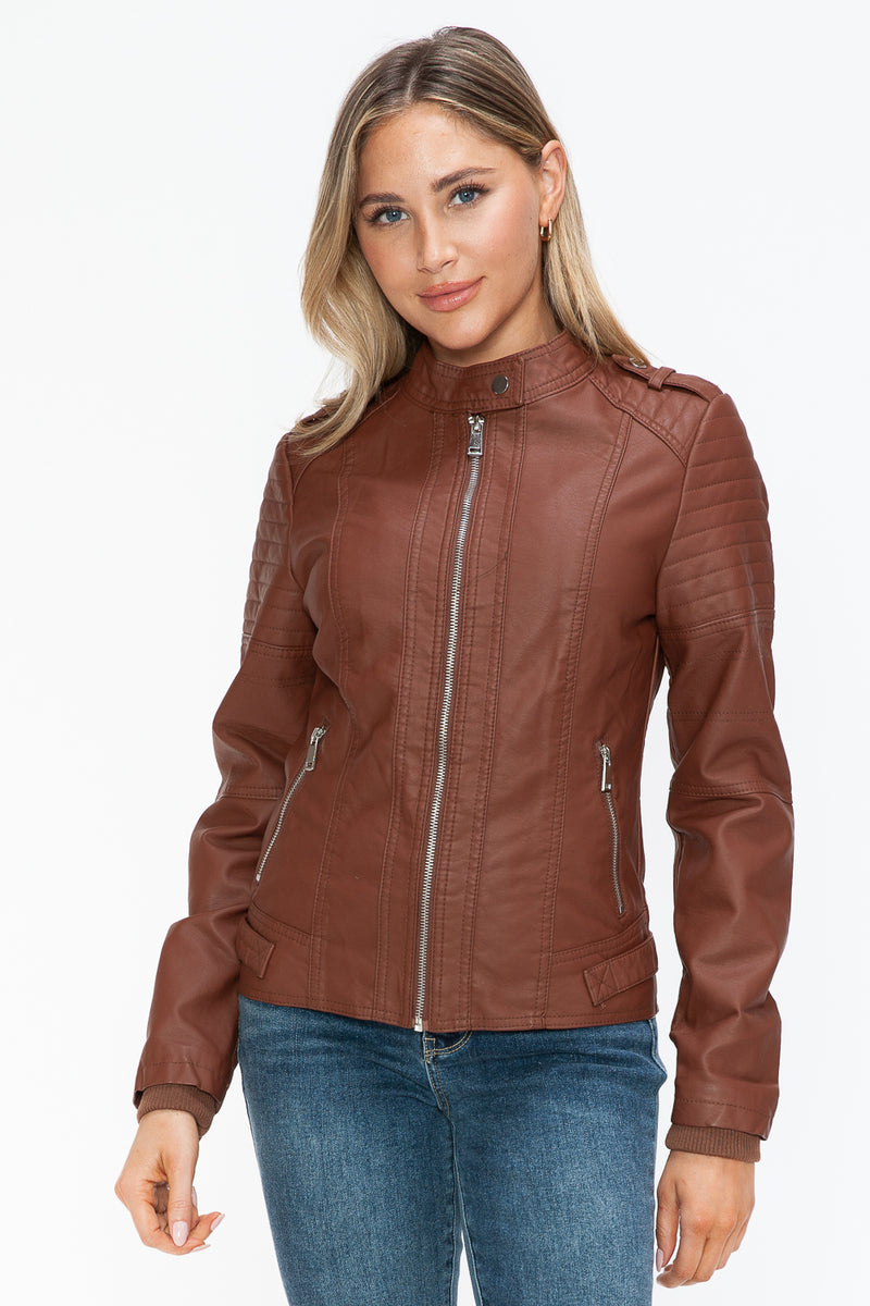 Hazel Blues® |  Snobbish PU Leather Biker Jacket with Side Zip Pockets