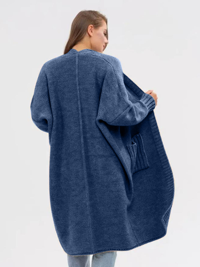 Hazel Blues® |  Pocketed Open Front Long Sleeve Longline Cardigan