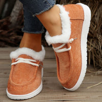 Hazel Blues® |  Lace Up Round Toe Furry Sneakers