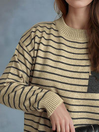 Hazel Blues® |  Striped Mock Neck Long Sleeve Sweater