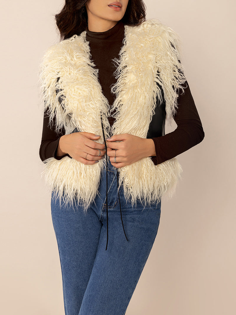 Hazel Blues® |  Tied Fringe Contrast Vest