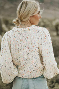 Hazel Blues® |  Confetti Round Neck Long Sleeve Sweater