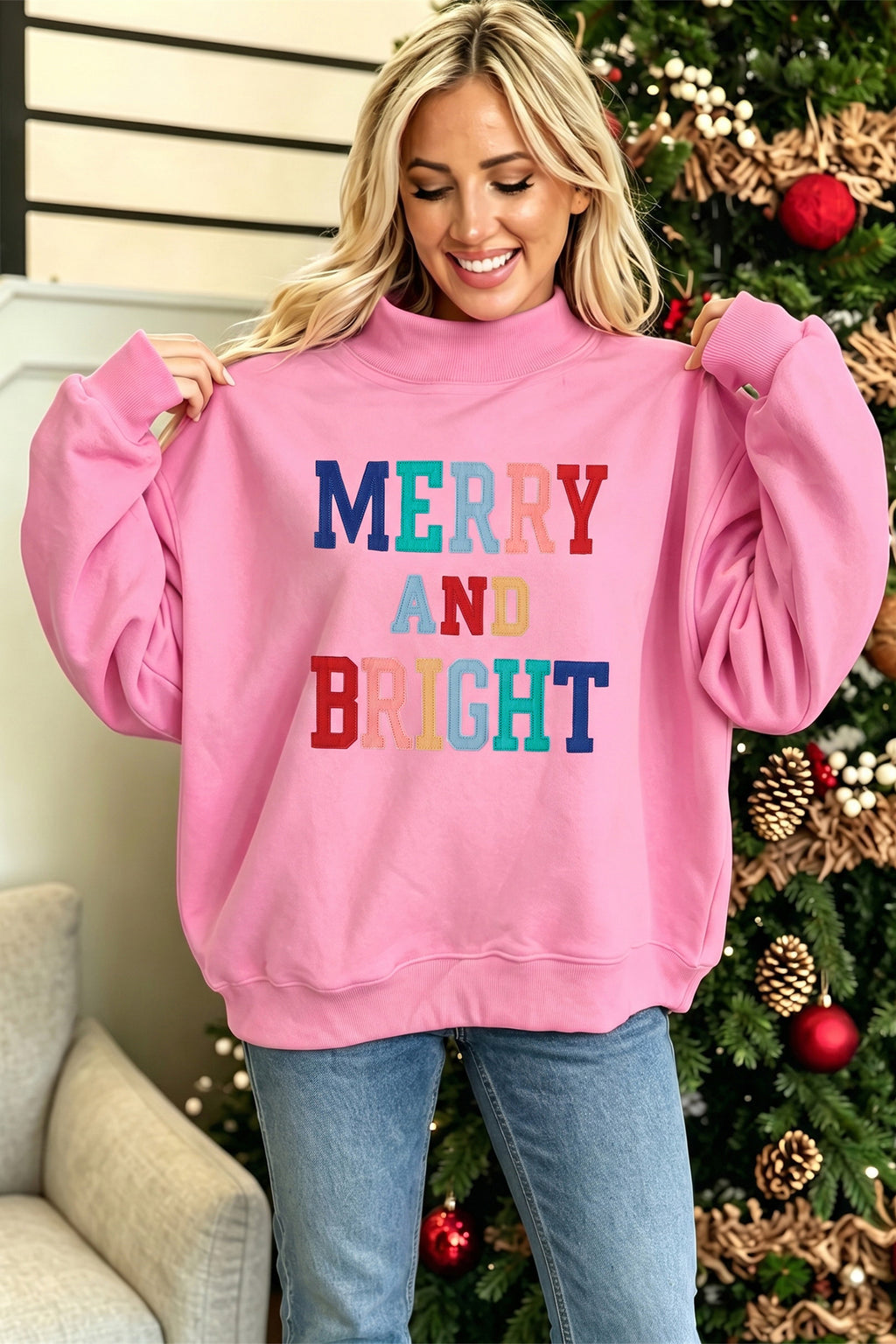 Tessa Kate Peach MERRY & BRIGHT Sweatshirt