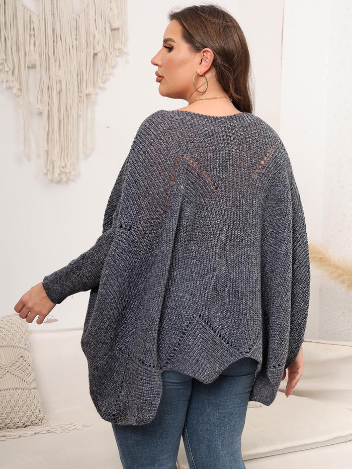 Hazel Blues® | Round Neck Batwing Sleeve Sweater