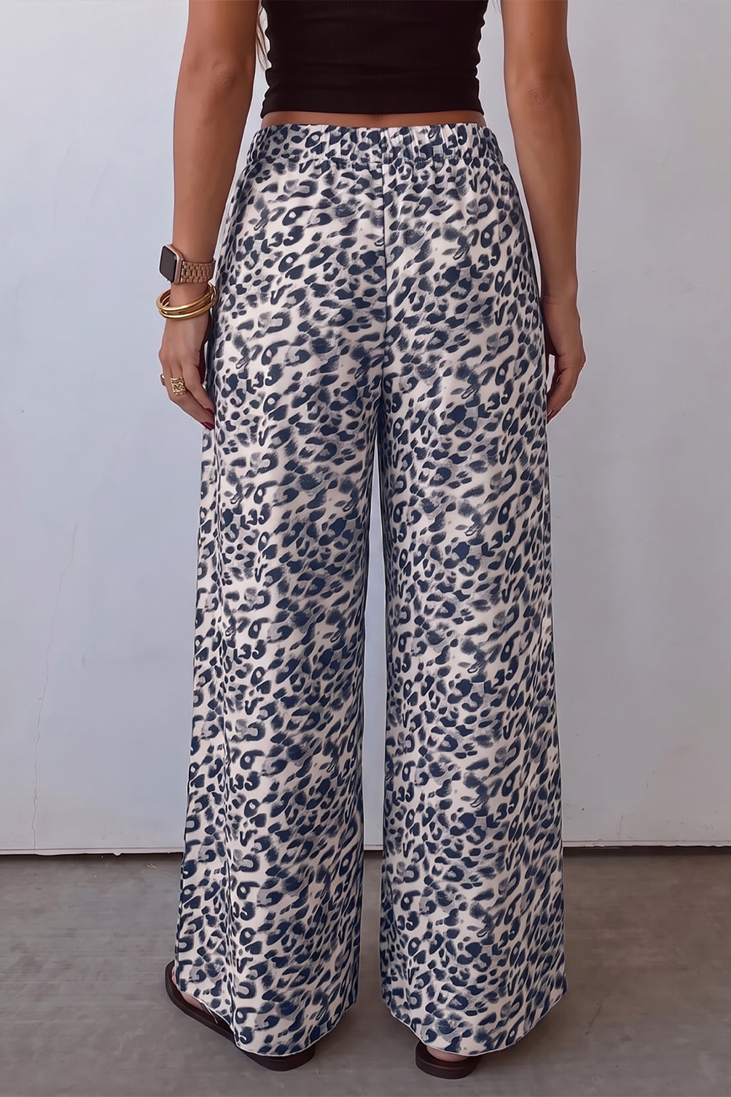 Nina Wilde Leopard Wide-Leg Pants