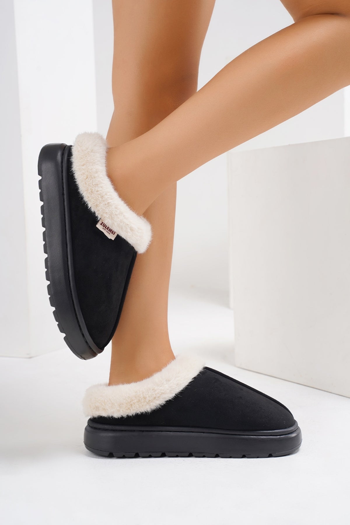 Hazel Blues® |  Furry Round Toe Platform Slippers