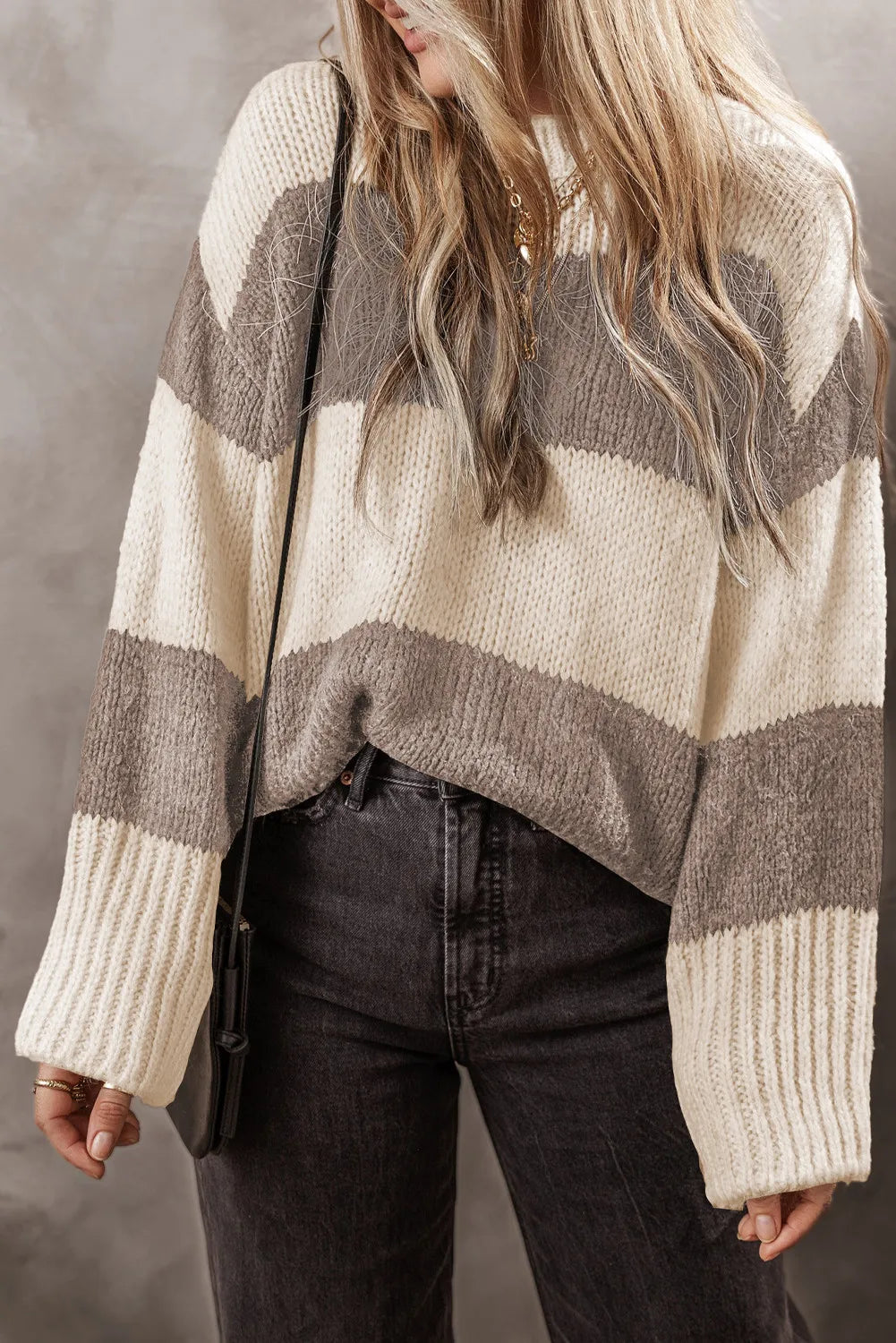 Hazel Blues® |  Color Block Round Neck Sweater