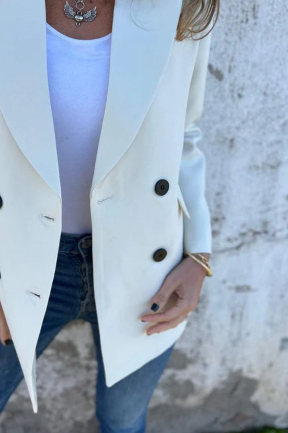 Hazel Blues® |  Collared Neck Long Sleeve Blazer