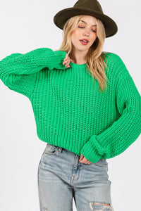 Hazel Blues® |  SAGE + FIG Round Neck Drop Shoulder Sweater