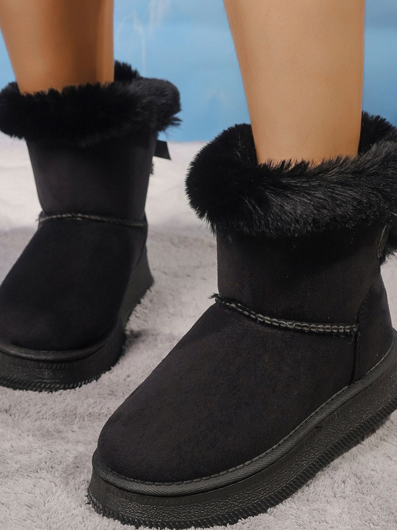 Hazel Blues® |  Faux Fur Suede Round Toe Boots