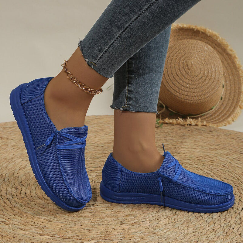 Hazel Blues® |  Lace Up Round Toe Slip-Ons