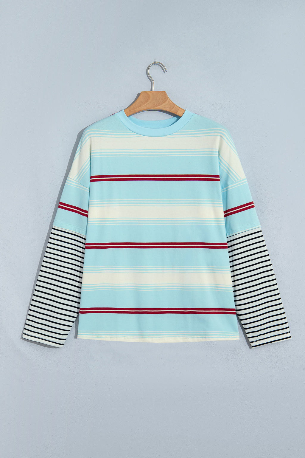 Josie Mae Blue Striped Patchwork Top