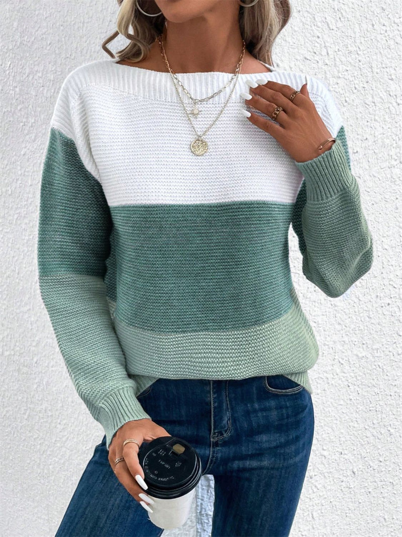 Hazel Blues® |  Color Block Drop Shoulder Long Sleeve Sweater