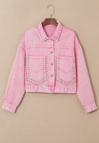 Hazel Blues® |  Studded Button Up Denim Jacket