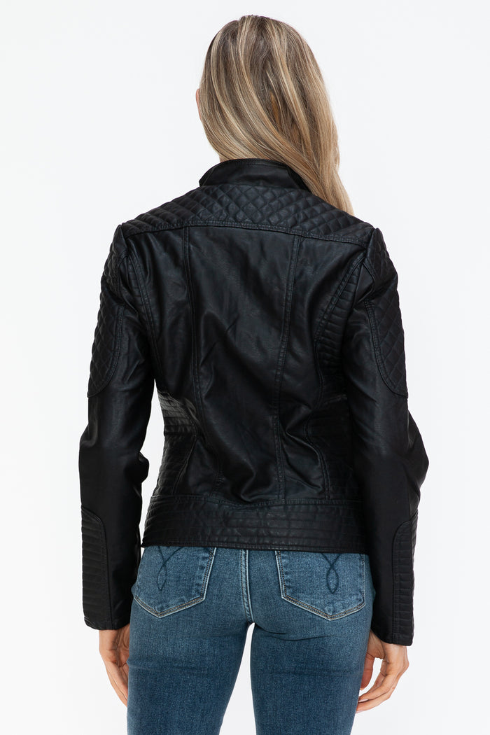 Hazel Blues® |  Snobbish Faux Leather Zip Up Mock Neck Jacket