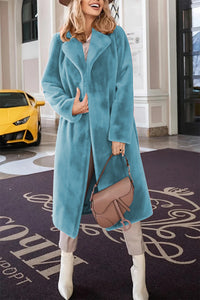 Hazel Blues® |  Fuzzy Tied Collared Neck Coat