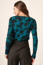 Hazel Blues® |  Mittoshop Flower Print Long Sleeve Knit Top