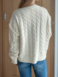 Hazel Blues® |  Cable-Knit Round Neck Long Sleeve Cardigan