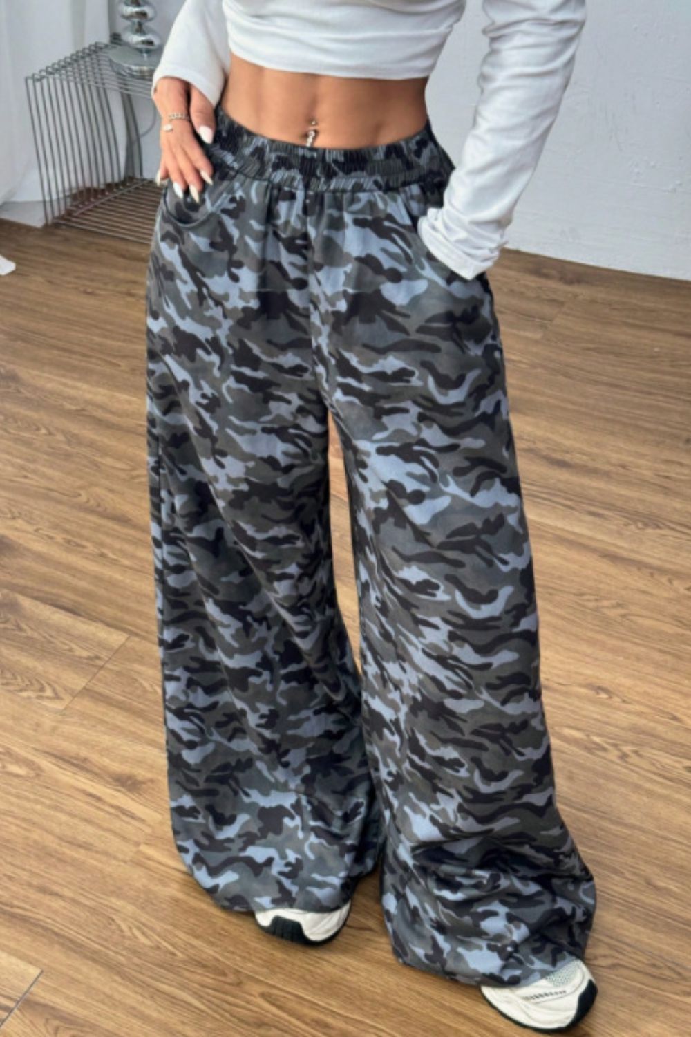 Hazel Blues® |  Camouflage Elastic Waist Wide Leg Pants