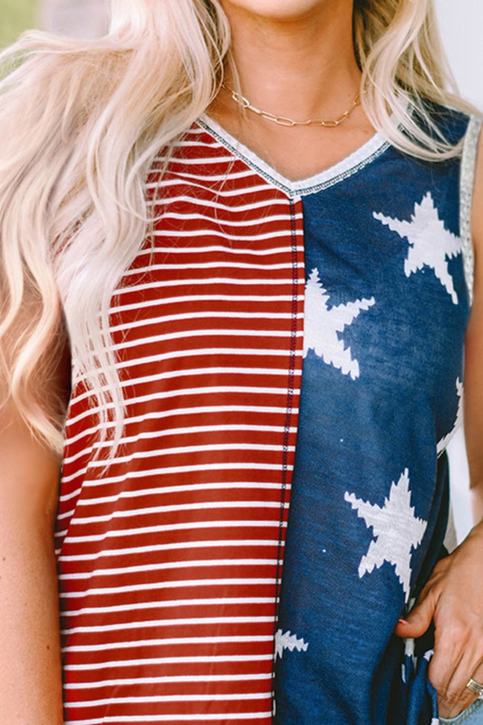 Hazel Blues® |  Star and Stripe V-Neck Tank