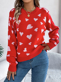 Hazel Blues® |  Heart Round Neck Long Sleeve Sweater