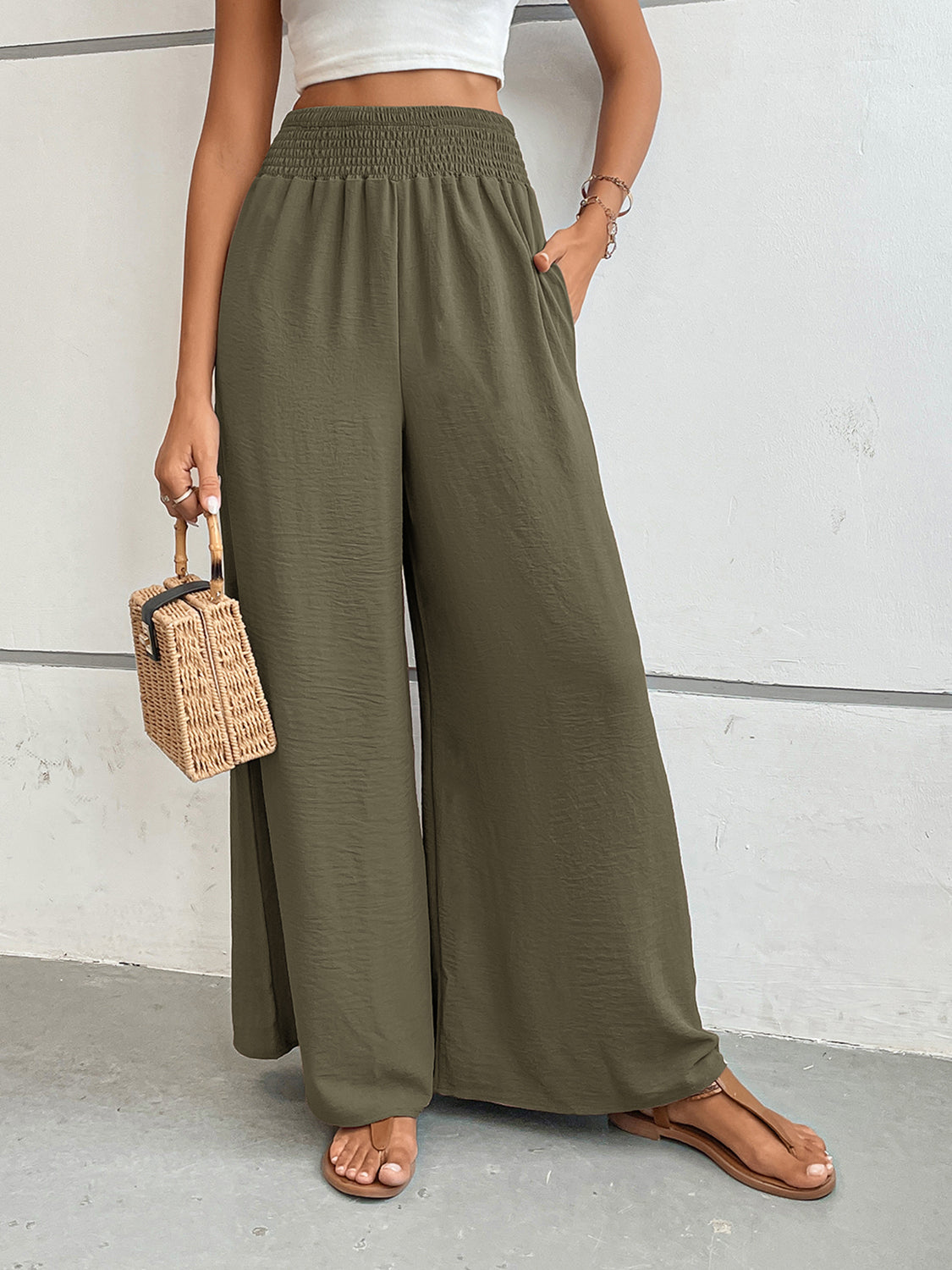 Hazel Blues® |  Perfee Wide Leg Pants with Pockets