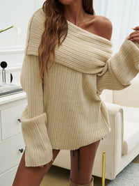 Hazel Blues® |  Off-Shoulder Extra-Long Sleeve Sweater