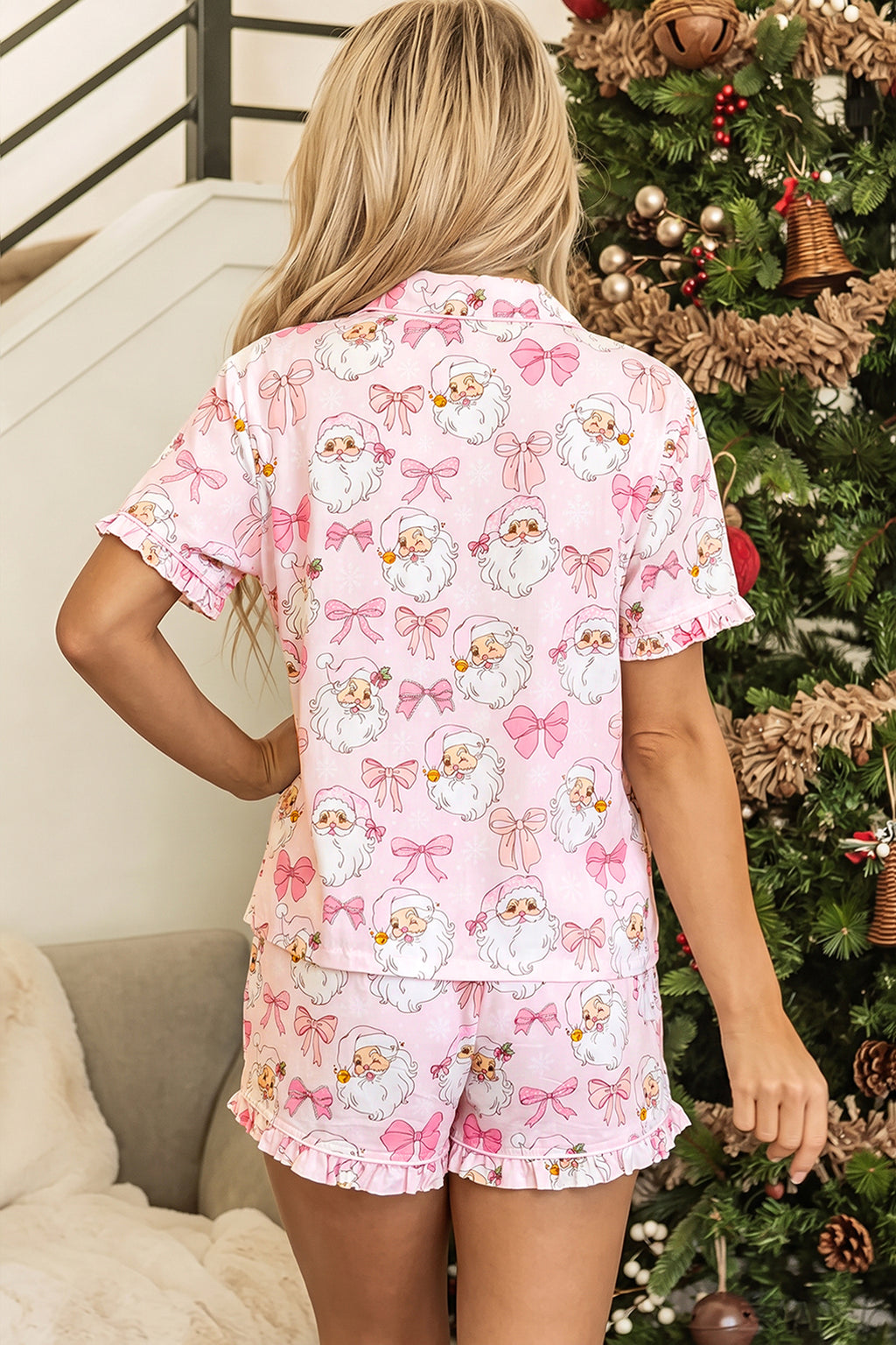 Avery Jean Pink Santa Christmas Pajama Set