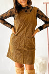 Hazel Blues® |  Beige Corduroy Sleeveless Mini Dress With Patched Pockets
