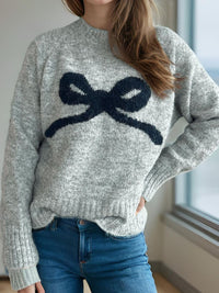 Hazel Blues® |  Bow Round Neck Long Sleeve Sweater