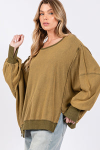 Hazel Blues® |  SAGE + FIG Mineral Wash Side Slit Oversized Sweatshirt