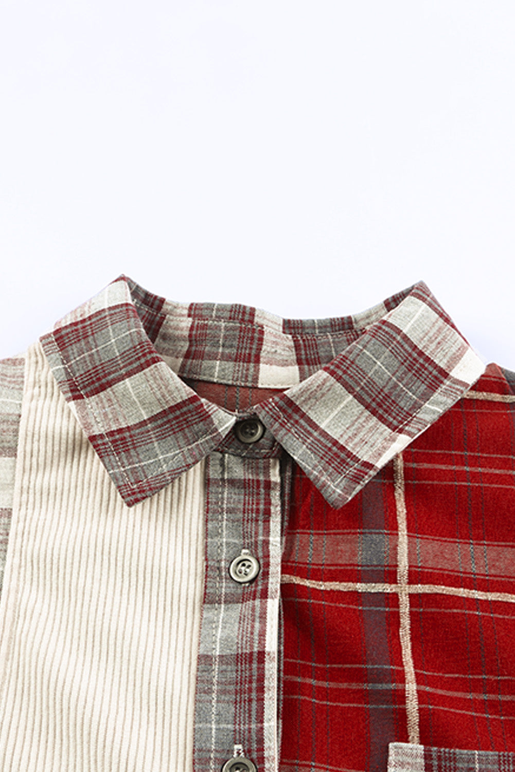 Hazel Blues® |  Plaid Patchwork Collared Neck Shacket