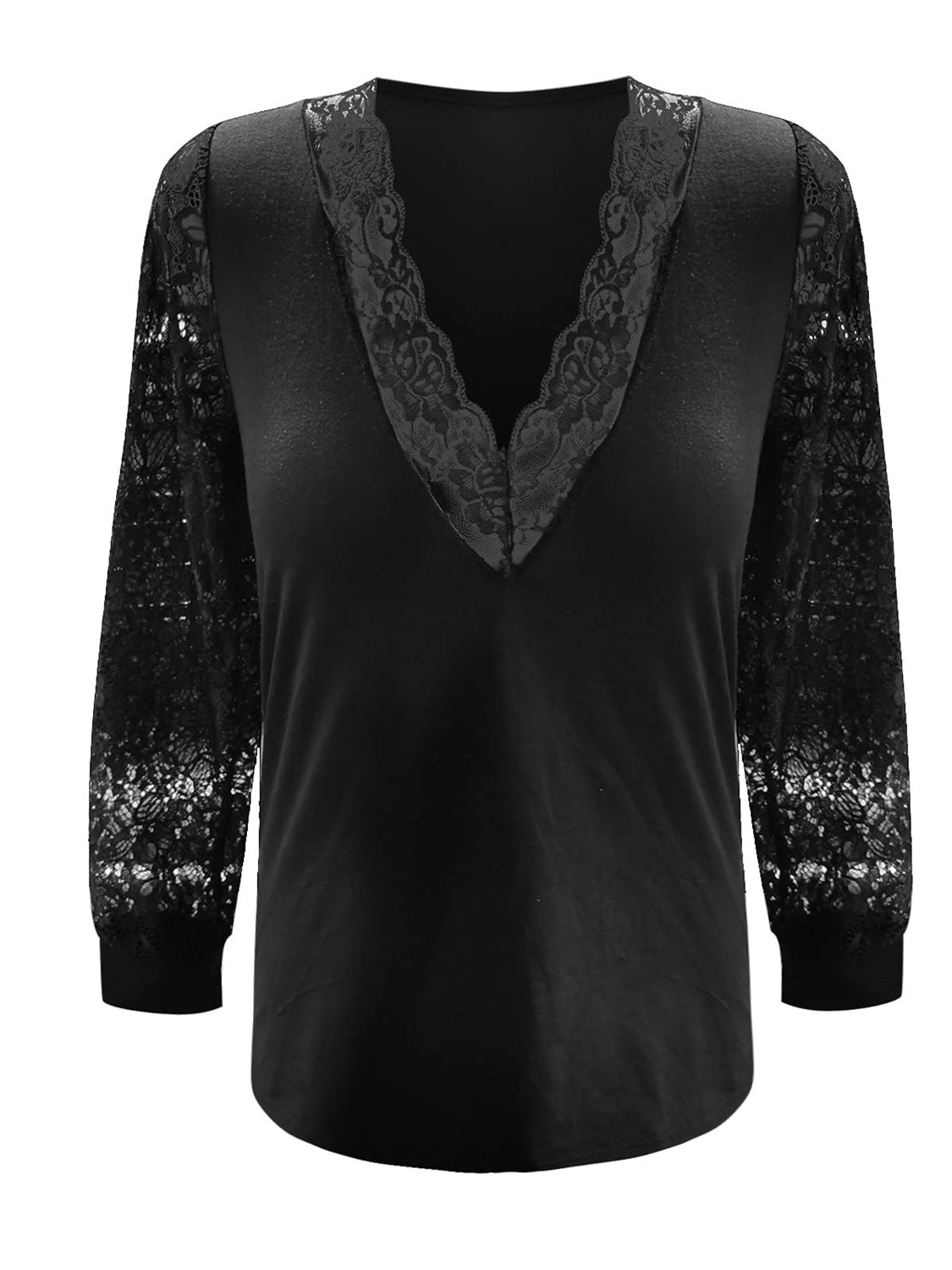 Hazel Blues® |  Lace Detail V-Neck Long Sleeve Blouse