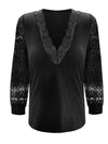 Hazel Blues® |  Lace Detail V-Neck Long Sleeve Blouse