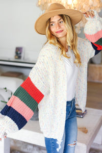 Hazel Blues® |  Multi Color Oversized Sweater Open Cardigan