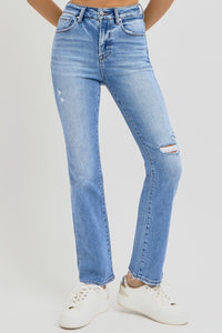 Hazel Blues® |  RISEN Distressed High-Rise Ankle Straight Jeans