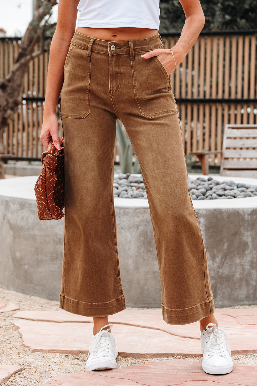 Cropped High Rise Wide-Leg Jeans