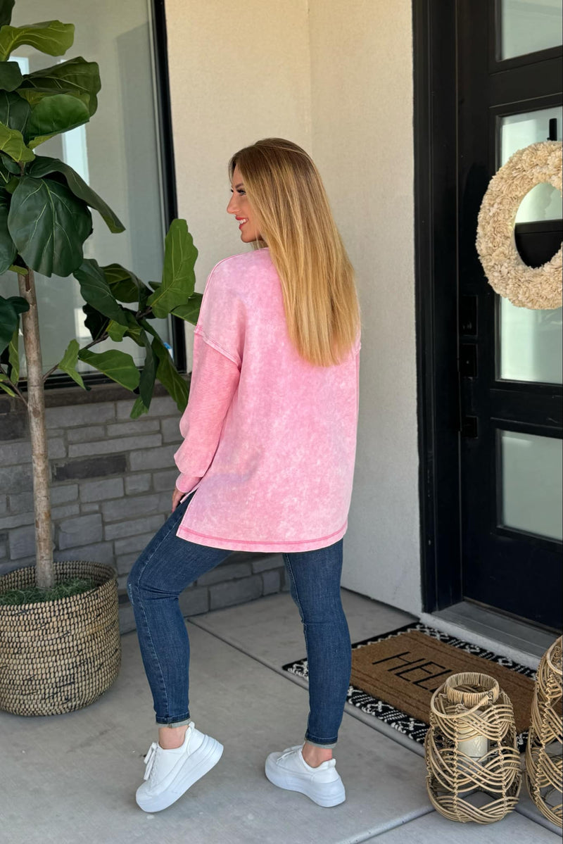 Hazel Blues® |  Best Selling Luna Mineral Wash Sweatshirt in Two Colors