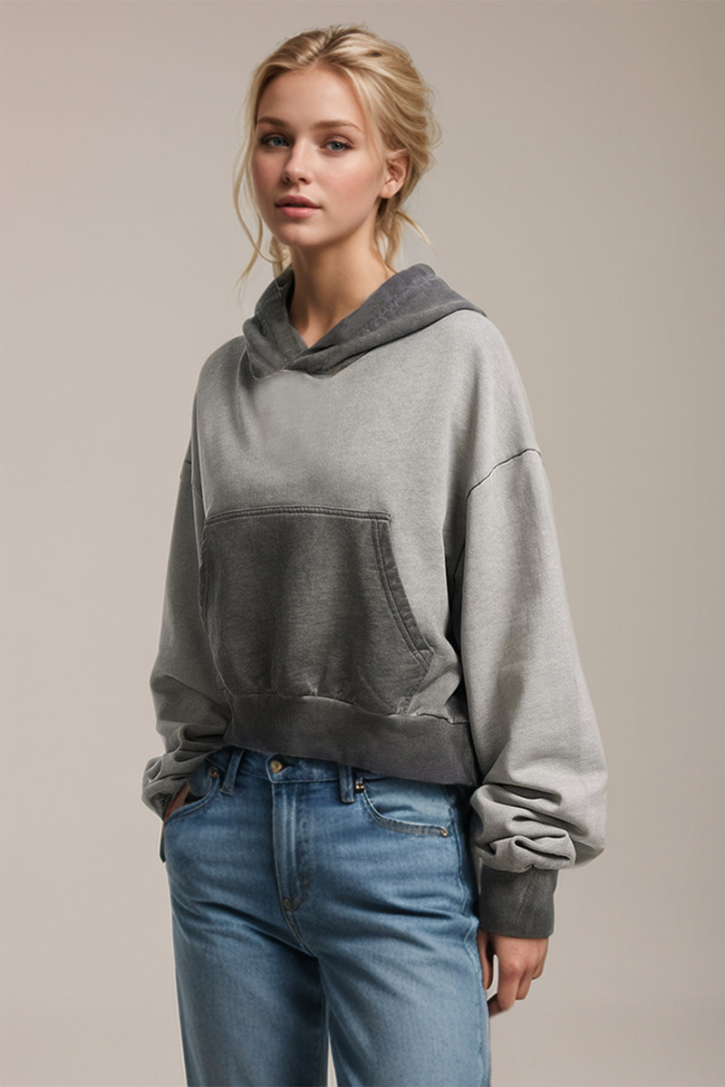 Hazel Blues® |  Basic Bae Kangaroo Pocket Long Sleeve Cropped Hoodie