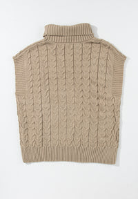 Hazel Blues® |  Cable Knit Turtleneck Short Sleeve Sweater