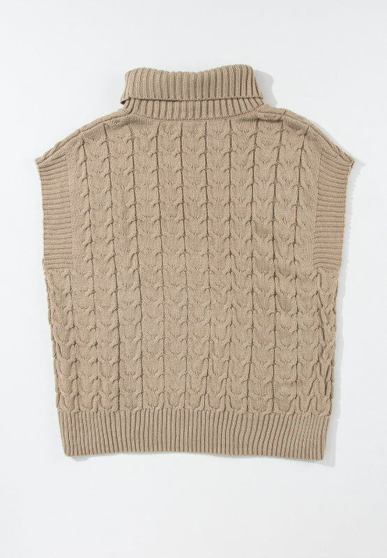 Hazel Blues® |  Cable Knit Turtleneck Short Sleeve Sweater