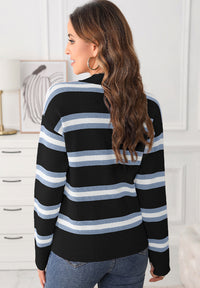 Hazel Blues® |  Striped Button Down Long Sleeve Cardigan