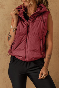 Hazel Blues® |  Drawstring Zip Up Hooded Vest Coat