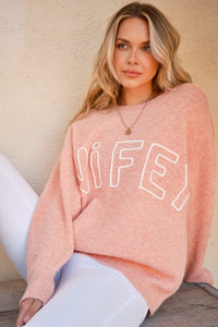 Hazel Blues® |  And The Why WIFEY & Heart Round Neck Sweater