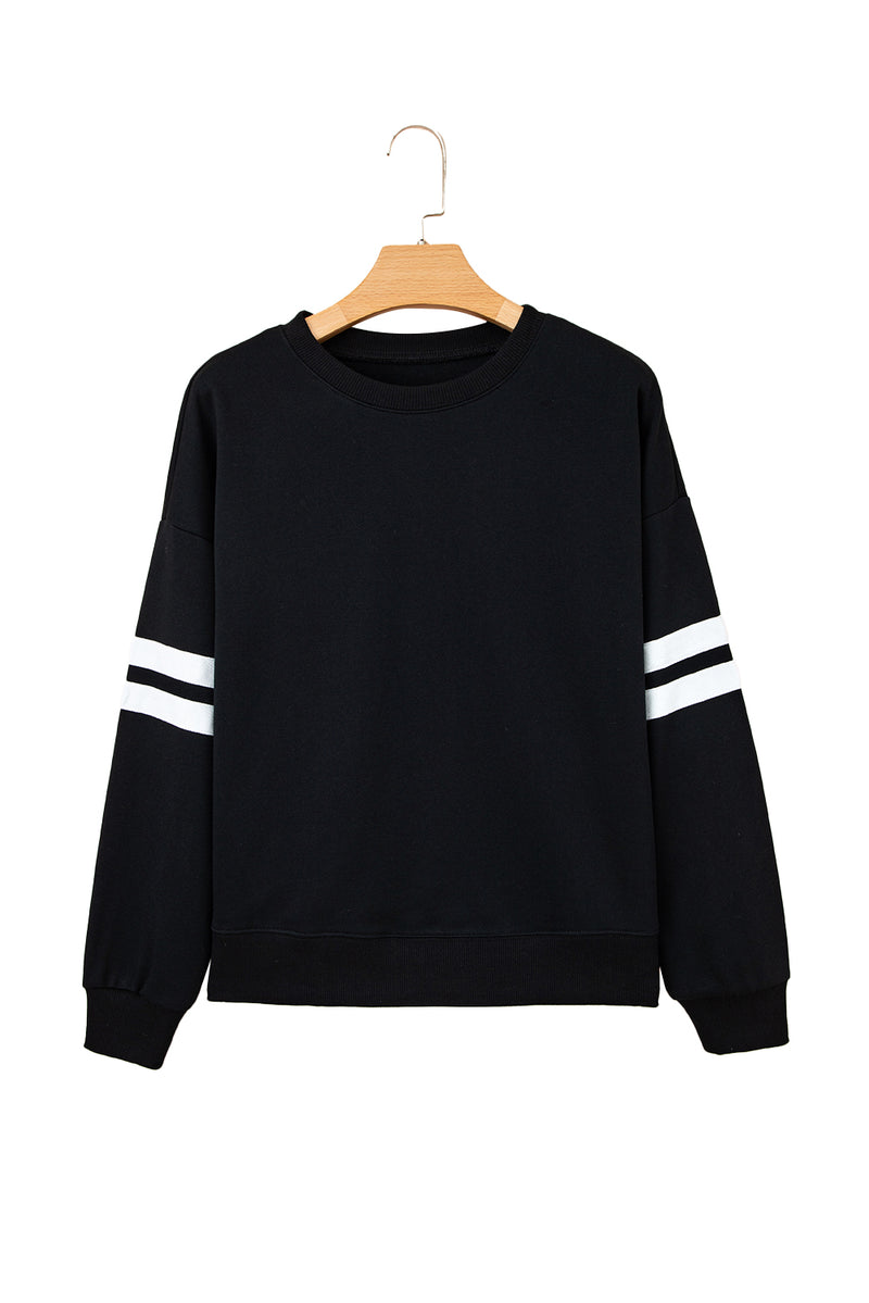Hazel Blues® |  Evergreen Varsity Striped Detail Drop Shoulder Oversized Sweatshirt