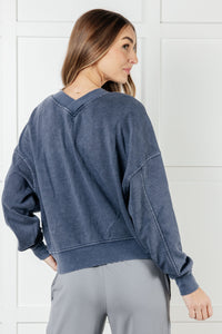 Hazel Blues® |  Rep Ready Mineral Wash French Terry Pullover in Blue