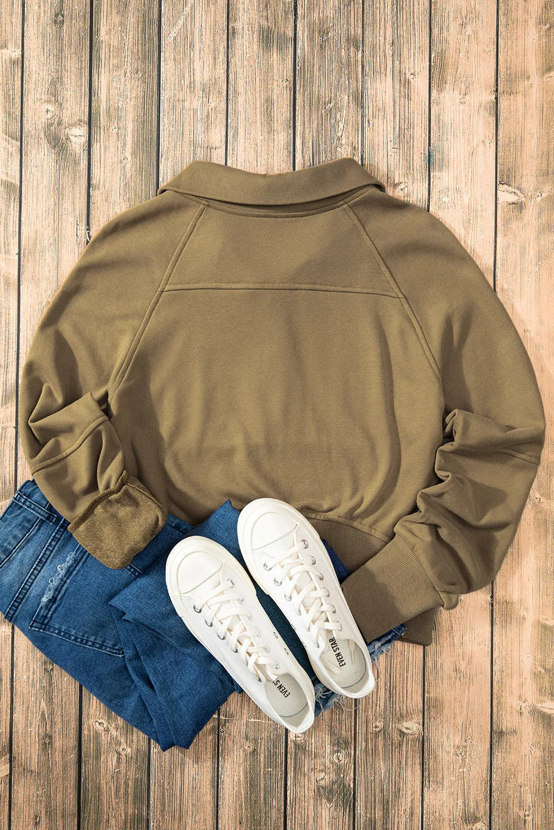 Hazel Blues® |  Half Zip Long Sleeve Sweatshirt