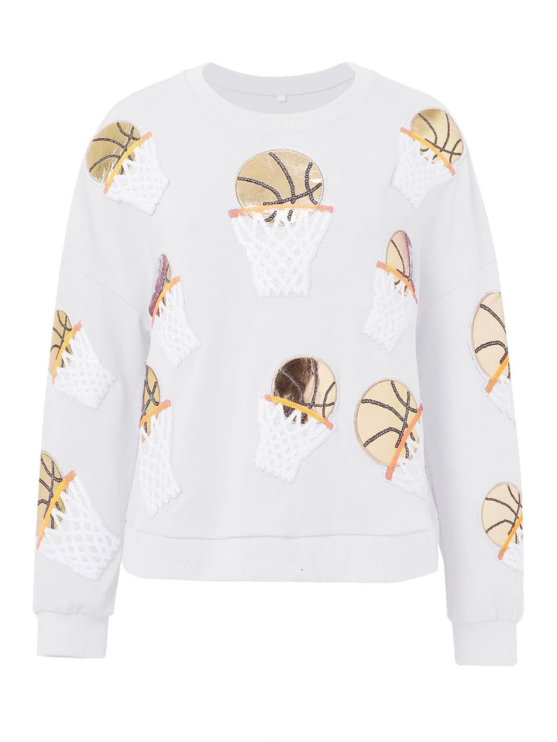 Hazel Blues® |  Basketball Round Neck Long Sleeve Sweatshirt