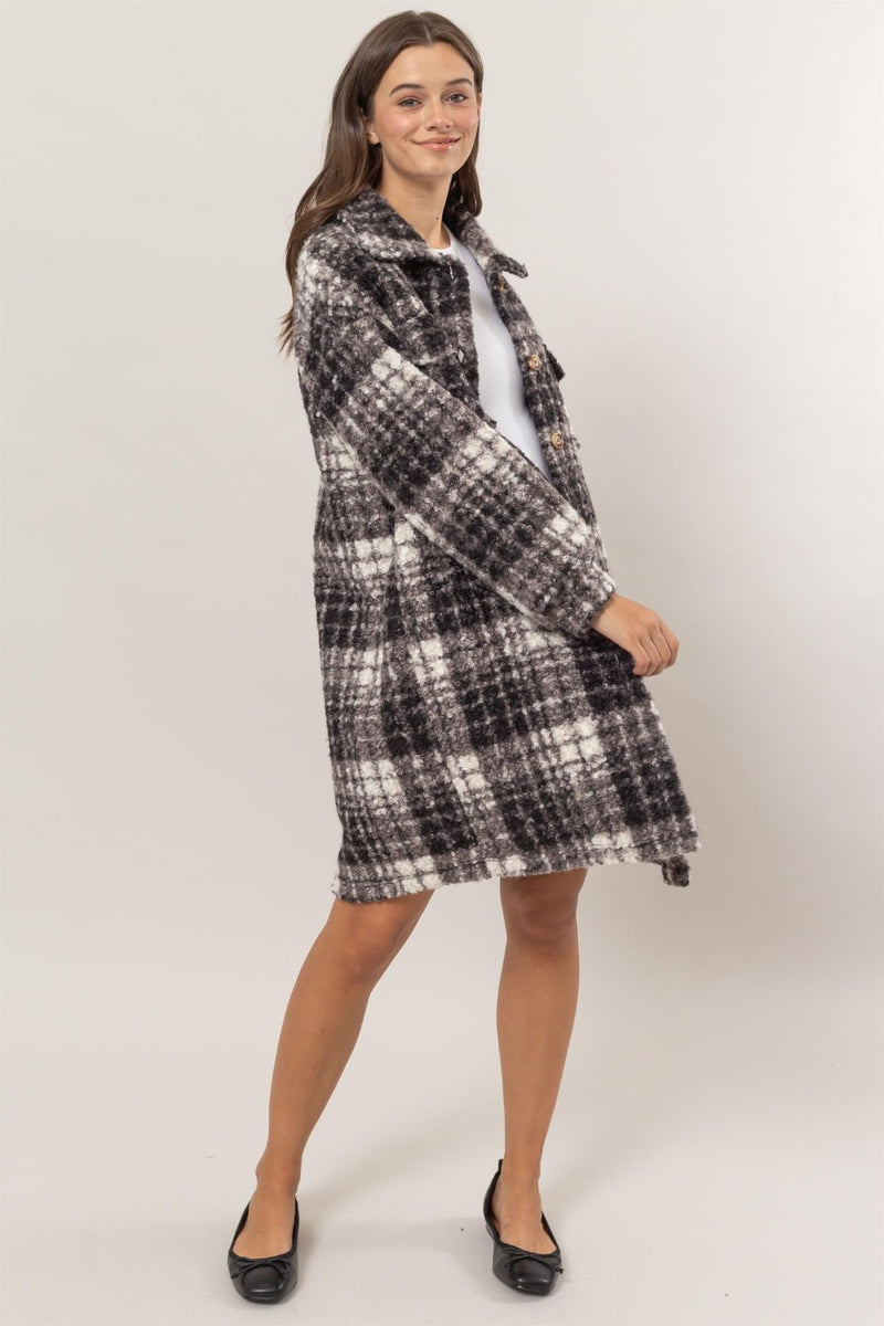 Hazel Blues® |  HYFVE Plaid Button Down Longline Shacket